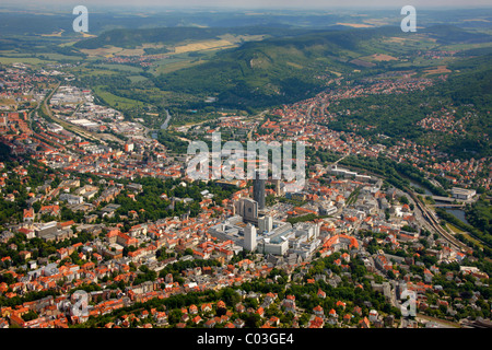 Luftaufnahme, JenTower, Jenoptik Pflanze, Universität Jena, Stadtmitte Bezirk, Jena, Thüringen, Deutschland, Europa Stockfoto