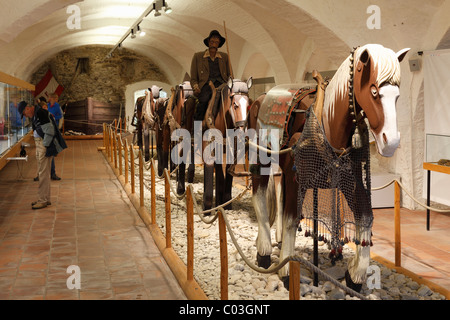 Modell in Originalgröße, Horse-drawn Boot, Maritime Museum im Schloss Erlahof Burg, Spitz an der Donau, Wachau, Waldviertel Stockfoto