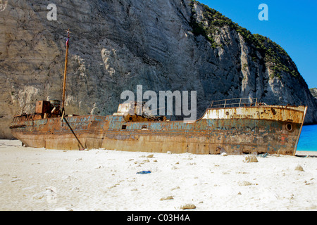 Strand von Navagio oder Shipwreck Beach, ein Schmuggler Bucht auf Zakynthos/Zakynthos, Griechenland Stockfoto