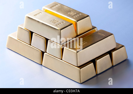 Stapel von Goldbarren Stockfoto