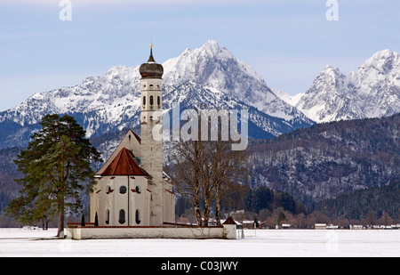Wallfahrtskirche St. Coloman, Schwangau, Alpen, Schloss Neuschwanstein, Ostallgaeu, Bayern, Deutschland, Europa Stockfoto