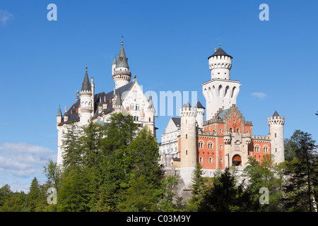 Blick von Osten, Schloss Neuschwanstein Castle, Ostallgaeu, Allgäu, Schwaben, Bayern, Deutschland, Europa Stockfoto