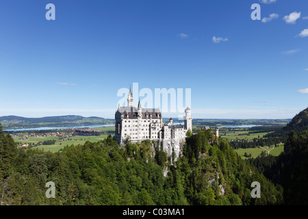 Blick von Marias Brücke, Schloss Neuschwanstein Castle, Ostallgaeu, Allgäu, Schwaben, Bayern, Deutschland, Europa Stockfoto