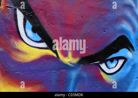 Graffiti auf eine Mauer, Rummelsburger Bucht, Stadtentwicklungsgebiets, Bezirk Berlin-Lichtenberg, Berlin, Deutschland, Europa Stockfoto