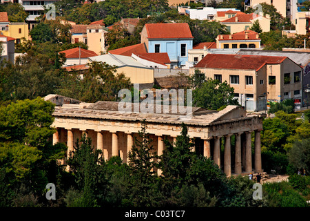 Der Tempel des Hephaistos ("Hephaisteion", auch bekannt als "Theseion") in der antiken Agora von Athen. Stockfoto