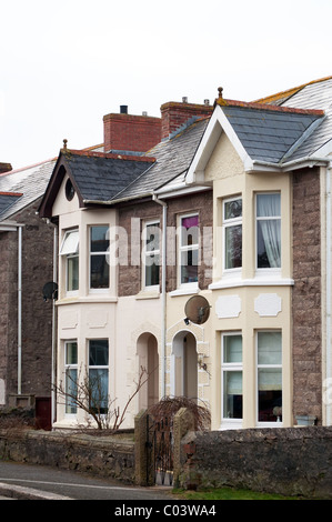 Doppelhaus viktorianischen Häuser in Redruth, Cornwall, uk Stockfoto