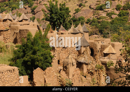 Detail der Dogon Dorf von Tiogou auf die Bandiagara Böschung Tiogou Stockfoto