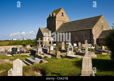 Alte Kirche in der Nähe von Jobourg, Cap De La Hague in der Normandie, Frankreich Stockfoto