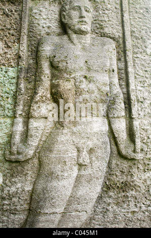 Detail eines der Denkmäler für die Olympischen Spiele von 1896-1936 im Berliner Olympiastadion Stockfoto