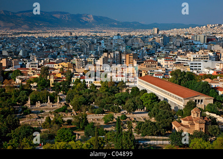 Panorama der Großteil der antiken Agora von Athen, Griechenland Stockfoto