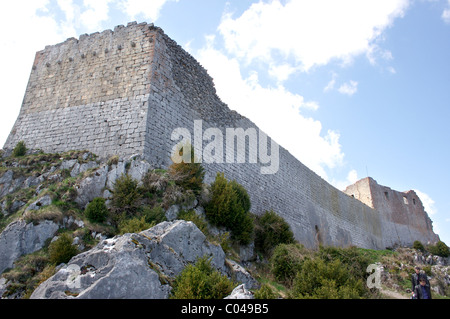 Montségur Burg, ein Katharer im Languedoc Roussillon Stockfoto