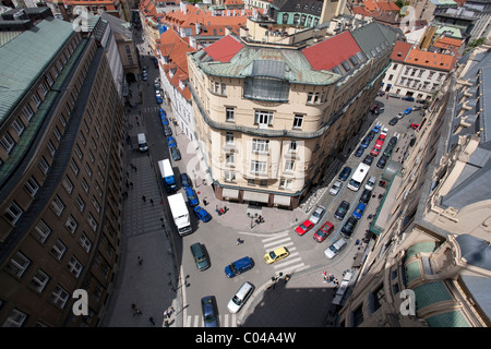 Blick von der Spitze der Prager Prasna Brana (Tor/Pulverturm) Stockfoto