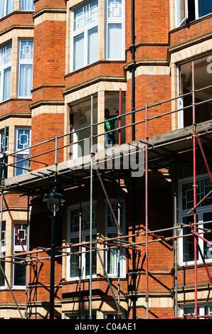 Ersatz-Fenster. Work In Progress. Bickenhall Villen, Bickenhall Street, London, England, Vereinigtes Königreich, Europa Stockfoto