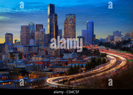 Seattle Skyline vom Rizal Park Stockfoto