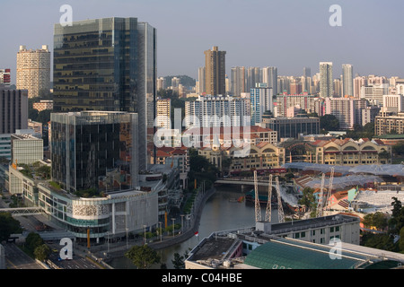 Singapur-Luftbild von Riverside Point & Stadt skyline Stockfoto