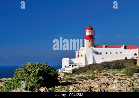 Portugal, Algarve: Leuchtturm St. Vincent in der Nähe von Sagres Stockfoto