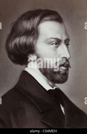 Alfred de Musset (1810-1857), französischer Dramatiker, Dichter & Schriftsteller. Porträt. C19th Albumen Print von früheren Malerei. Stockfoto