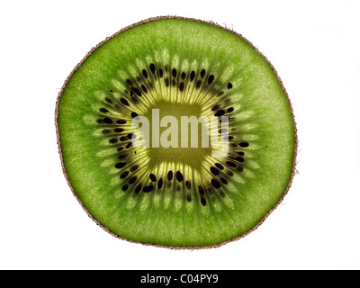 Scheibe Kiwi isoliert auf weißem Hintergrund Stockfoto