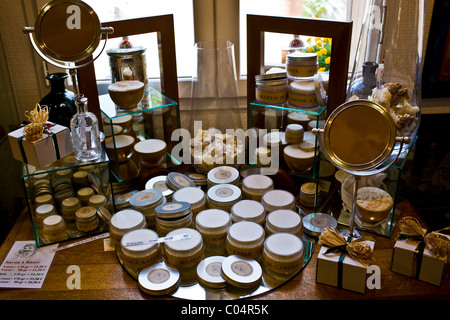 Artisan-Seifen zum Verkauf an Martin de Candre Savon Fachgeschäft Mestre in Fontevraud L'Abbaye, Loiretal, Frankreich Stockfoto