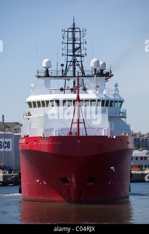 "Weit Scout" Öl Industrie Unterstützung Schiff im Hafen von Aberdeen drehen. Stockfoto