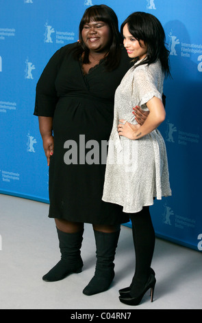 GABOUREY SIDIBE ZOE KRAVITZ schreien zum Himmel FOTOTERMIN die GRAND HYATT BERLIN Deutschland 12. Februar 2011 Stockfoto