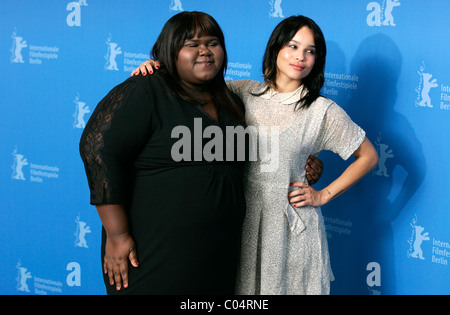 GABOUREY SIDIBE ZOE KRAVITZ schreien zum Himmel FOTOTERMIN die GRAND HYATT BERLIN Deutschland 12. Februar 2011 Stockfoto