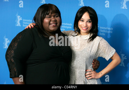 GABOUREY SIDIBE ZOE KRAVITZ schreien zum Himmel FOTOTERMIN die GRAND HYATT BERLIN Deutschland 12. Februar 2011 Stockfoto