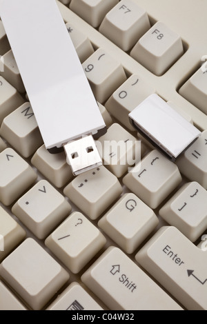 Weiß USB Disk hautnah Stockfoto