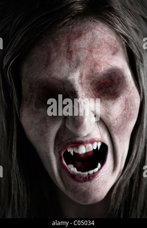 Porträt einer augenlosen weibliche Ghul oder zombie Stockfoto