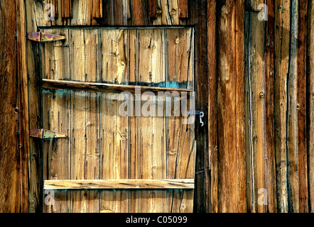 Nahaufnahme Detail verwitterte Scheune Holz in der Nähe von Bishop, Kalifornien, USA Stockfoto