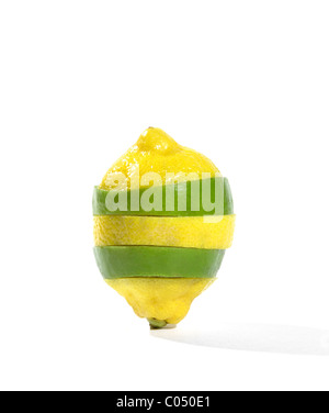 Lemon Lime auf weiß im Studio Stockfoto