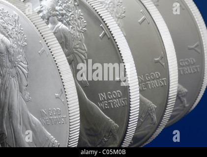 Eine Unze Walking Liberty U.S. Silver Eagle Münzen Stockfoto