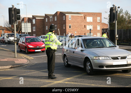 Leicestershire Polizei schließen direkten Straßenverkehr Stockfoto