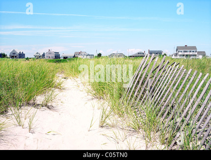 Häuser auf Surfside Beach, Nantucket Insel vor Cape Cod, Massachusetts, New England USA Stockfoto