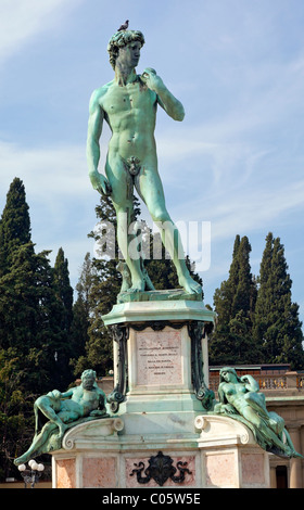 Denkmal für Michelangelo Kopien von David, Tag, Nacht, Dame und Abenddämmerung Florenz Italien Stockfoto