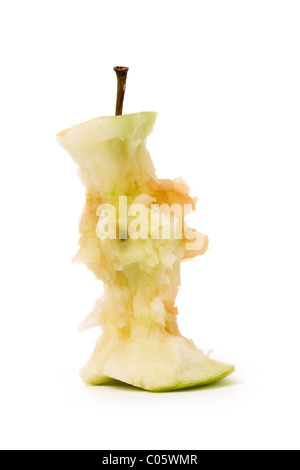 Green Apple mit weißem Hintergrund, Nahaufnahme Schuss Stockfoto