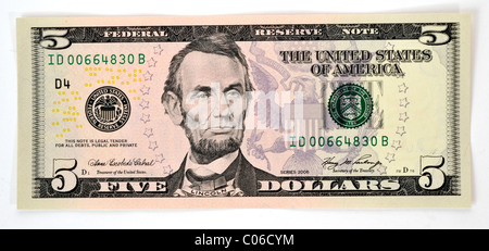 5 US-Dollar-banknote Stockfoto