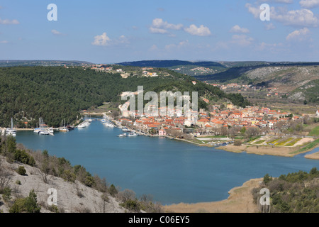 Blick über die Stadt Skradin, Kroatien, Europa Stockfoto