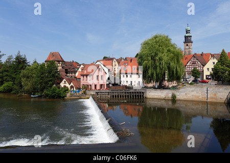 Pegnitz mit Mühle, Lauf ein der Pegnitz, Franken, Bayern, Deutschland, Europa Stockfoto
