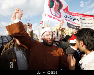 Unruhen in Kairo, 31. Januar 2011. Tausende Menschen protestieren gegen 30-Jahr-Herrschaft von Präsident Hosni Mubarak Stockfoto