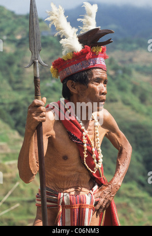 Elk136-2008 Philippinen Luzon Ifugao Provinz Banaue Ifugao Mann in traditioneller Kleidung Stockfoto