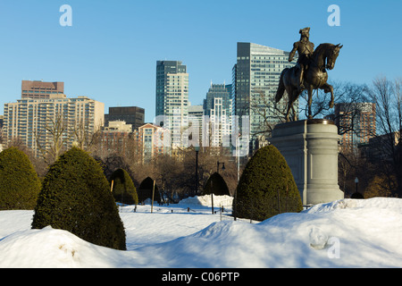 Boston Public Garden im Winter. Stockfoto