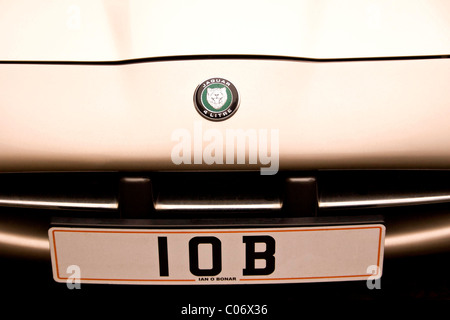 Personalisierte Kennzeichen auf eine britische Jaguar Auto gehört zu einem Geschäftsmann in Dundee, Großbritannien Stockfoto