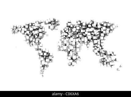 Abstrakte Weltkarte gemacht von cubes