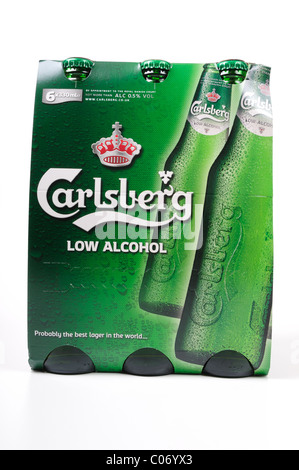 Carlsberg Low Alkohol Bier 6er Pack. Stockfoto