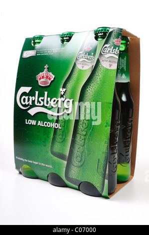 Carlsberg Low Alkohol Bier 6er Pack. Stockfoto