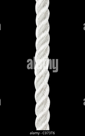 Starken Nylon-Seil isoliert auf schwarz Stockfoto