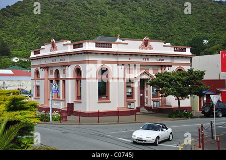 BNZ Altbau, Tainui Street, Greymouth, West Coast, Südinsel, Neuseeland Stockfoto