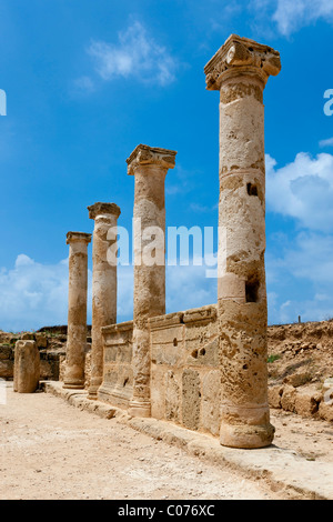 Antiken Säulen, Römersiedlung, Ausgrabungsstätte, Südzypern, Griechisch Zypern, Paphos, Südeuropa Stockfoto