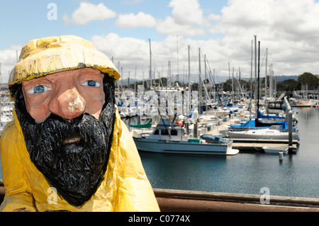 Fischer, hölzerne Skulptur im Hafen von Monterey, Kalifornien, USA, Nordamerika Stockfoto